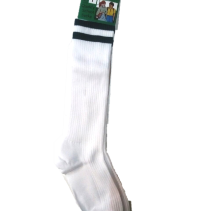 white & green striped socks