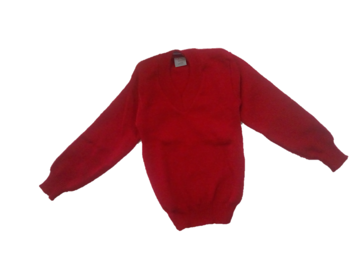 red pain sweater